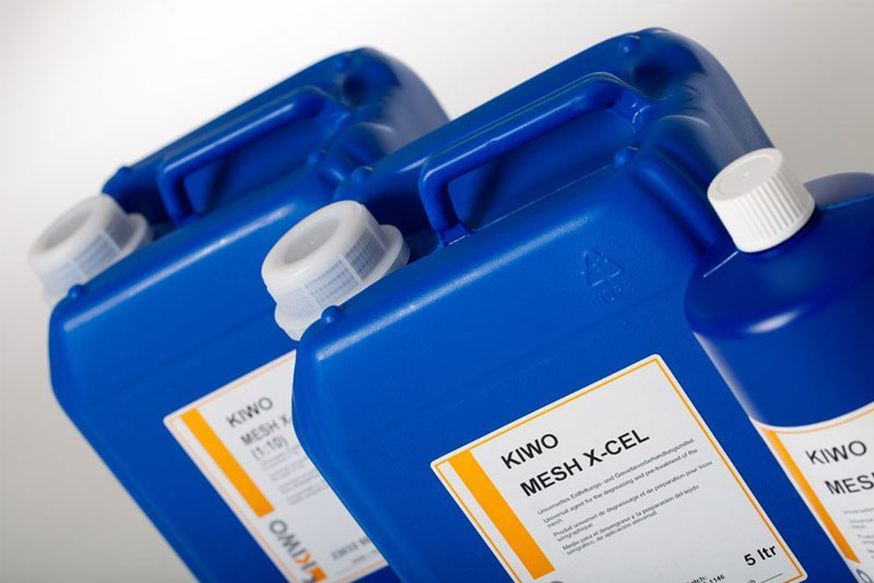 Kiwomesh, Rengöring, schablon, screentryck